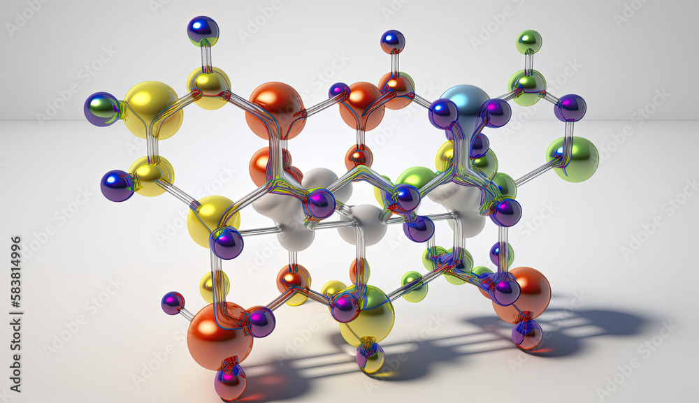 3d illustration of a molecular structure on a smooth background. Generative AI 3d illustration of a molecular structure on a smooth background. Generative AI