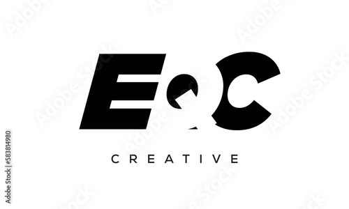 EQC letters negative space logo design. creative typography monogram vector	 photo