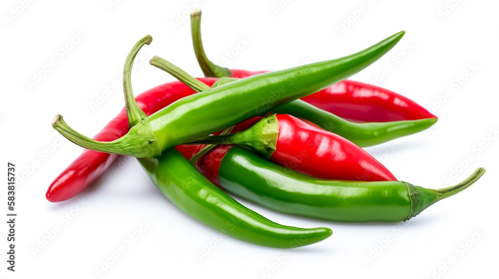chillis. Fresh vegetables isolated on white background. Healthy food concept. Generative AI chillis. Fresh vegetables isolated on white background. Healthy food concept. Generative AI