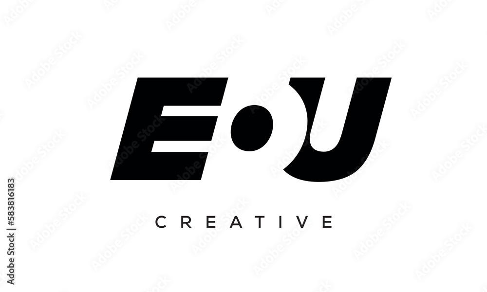 EOU letters negative space logo design. creative typography monogram vector	