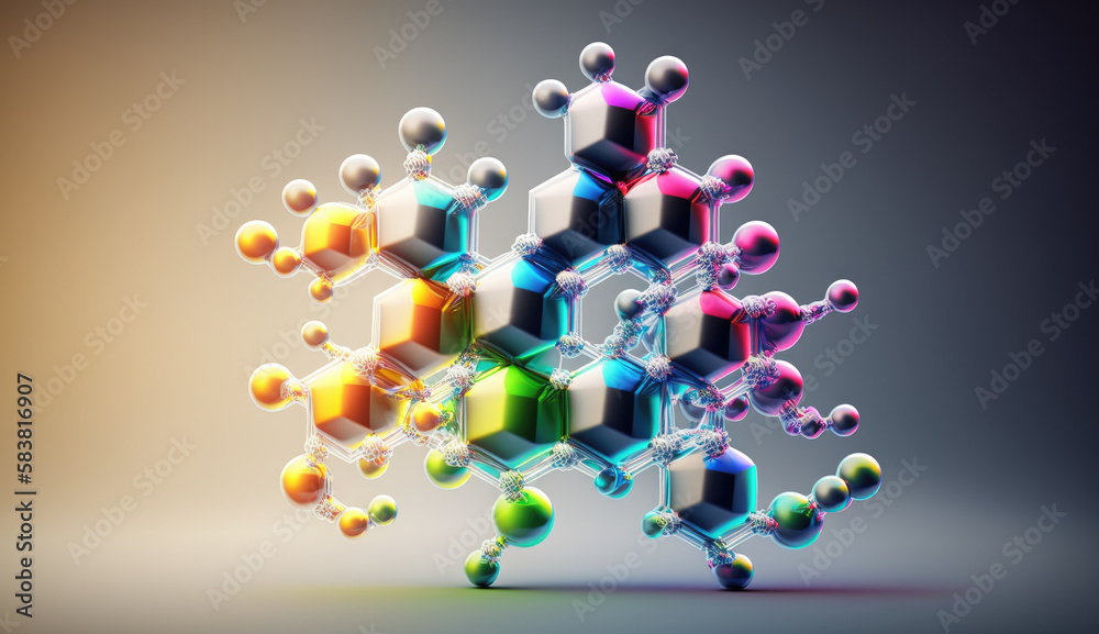 3d illustration of a molecular structure on a smooth background. Generative AI 3d illustration of a molecular structure on a smooth background. Generative AI
