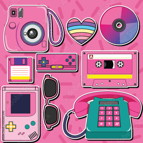 Retro objects and elements set
