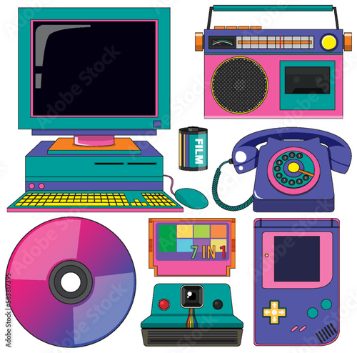 Retro objects and elements set