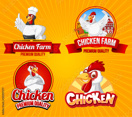 Set of chicken icon and logo