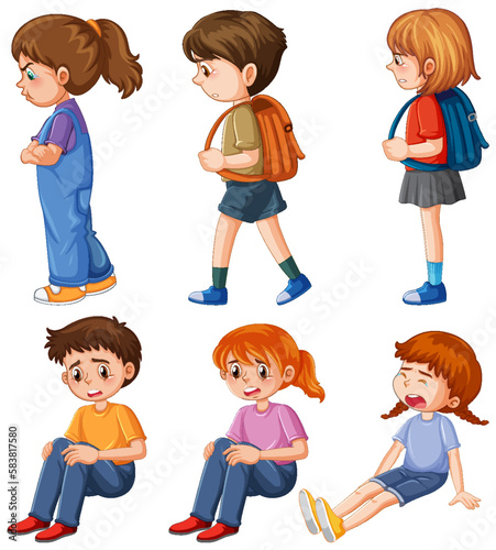 Set of children cartoon character