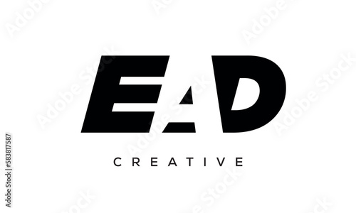 EAD letters negative space logo design. creative typography monogram vector	