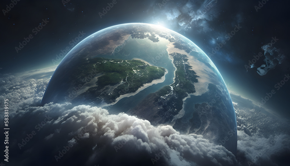 A planet view from perspective. Generative AI A planet view from perspective. Generative AI