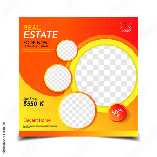 Real Estate Media Sosial Posting Template; Editable Posting Template Social Media Banner