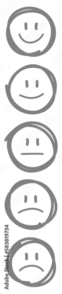5 Graue Handgezeichnete Stimmungsgesichter Kontur Vertikal Positiv zu Negativ 5 Graue Handgezeichnete Stimmungsgesichter Kontur Vertikal Positiv zu Negativ