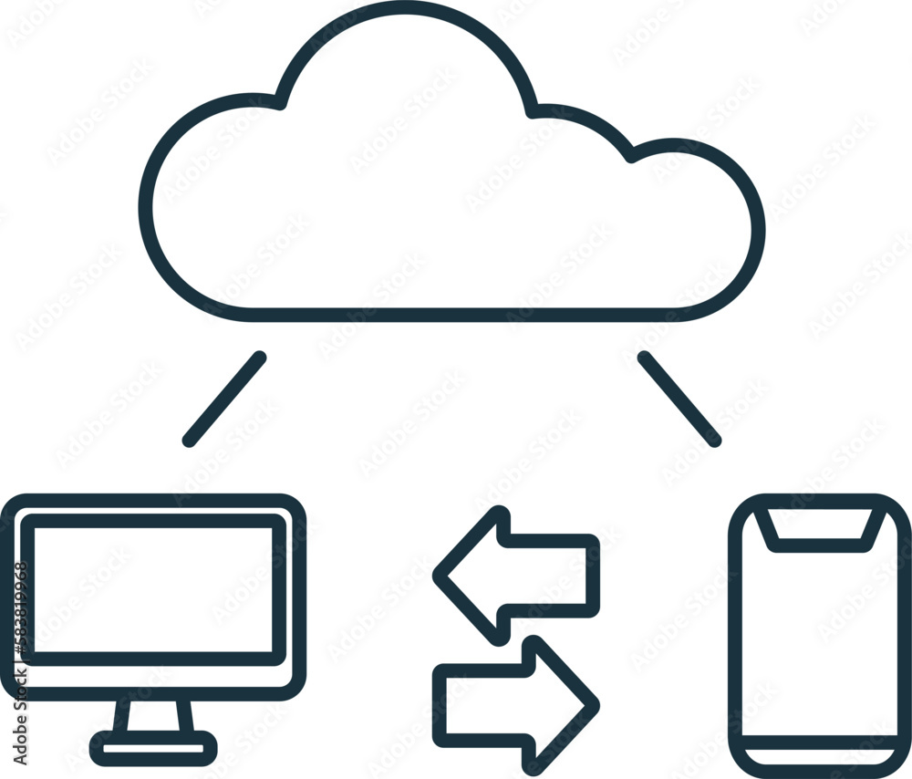 Cloud Data Sharing line icon. Element sign from networking collection. Cloud Data Sharing outline icon sign for web design, infographics and more. Cloud Data Sharing line icon. Element sign from networking collection. Cloud Data Sharing outline icon sign for web design, infographics and more.