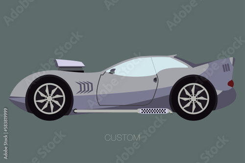 custom super car, side view of car, automobile, motor vehicle