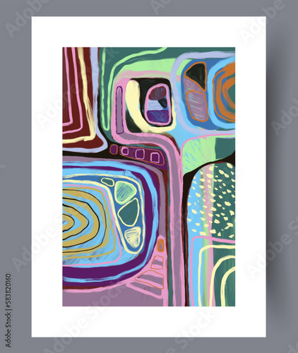 Abstract tracery esoteric hallucination wall art print. Printable minimal abstract tracery poster. Wall artwork for interior design. Contemporary decorative background with hallucination.