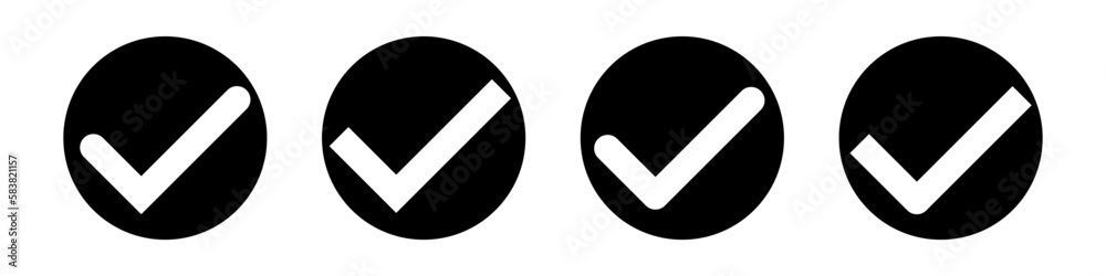 Black check mark vector illustration set. OK sign. Checklist mark icon. Black check mark vector illustration set. OK sign. Checklist mark icon.