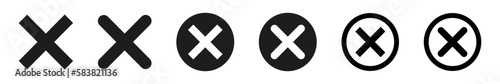 Black cross vector illustration set. Negativ sign. Checklist mark icon.