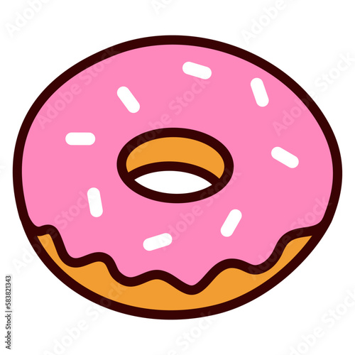 Ilustración de donut aislado con glaseado rosa y toppings
