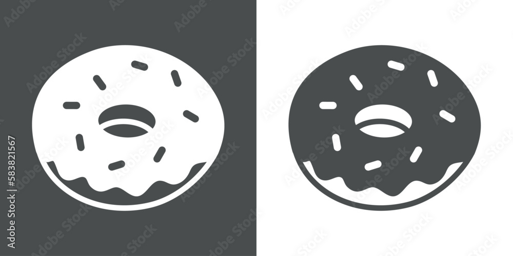Icono de silueta de donut con glaseado y toppings Icono de silueta de donut con glaseado y toppings