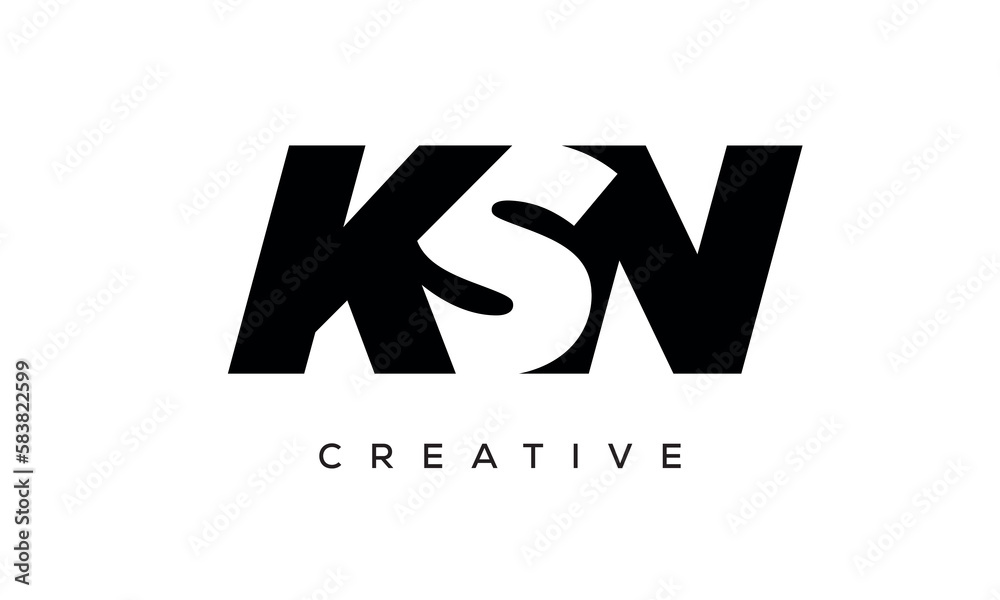 KSN letters negative space logo design. creative typography monogram vector KSN letters negative space logo design. creative typography monogram vector