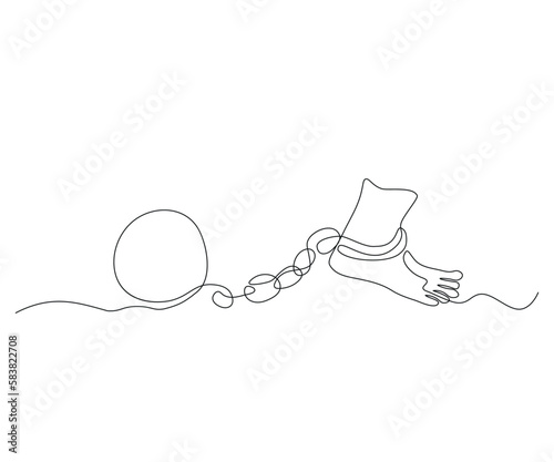 abstract Leg in shackles, unfreedom,slavery, submission Continuous On Line Drawing