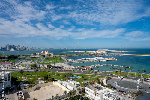 Aerial View of Mina District Doha Port Qatar 