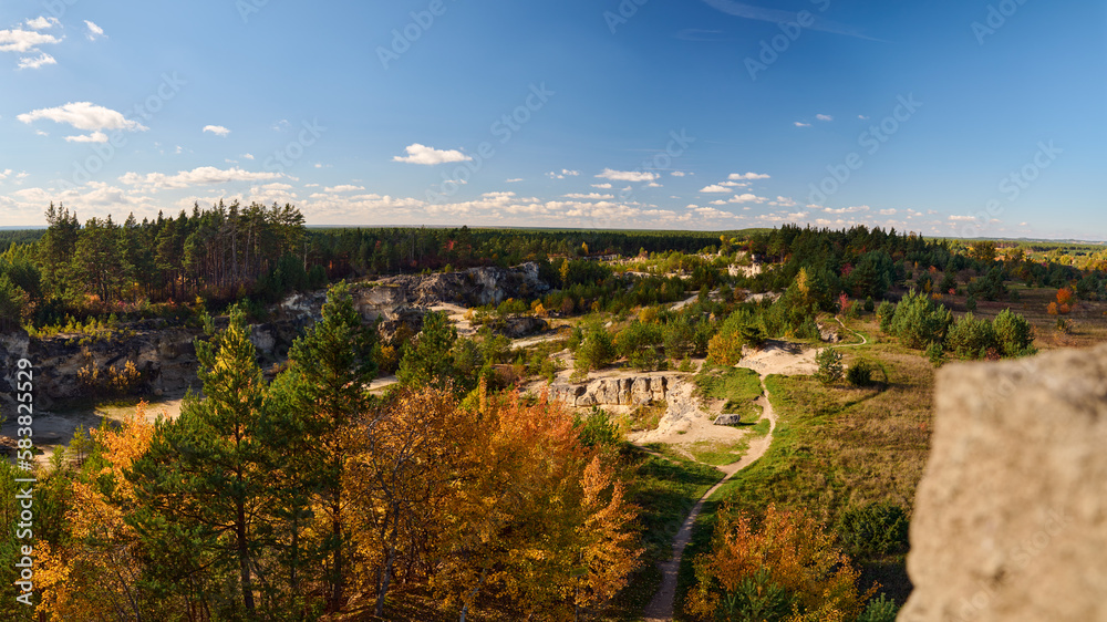 Landscape of Lublin sandstone quarries in Józefów in Roztocze