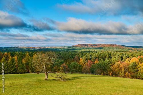 Vast autumn panorama of Roztocze hills and forests photo