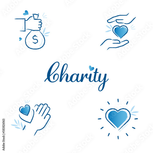 Charity and Volunteering Icon Set.