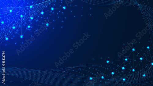 Abstract technology background with dots and lines connection and wave flow. Global networking connection backdrop concept.