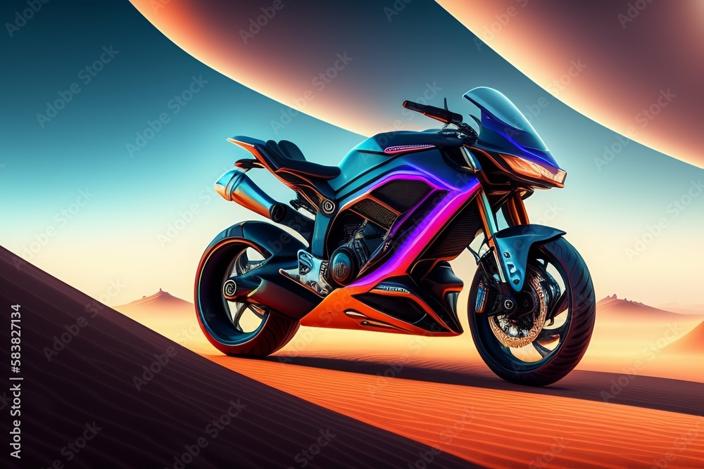 Fototapeta premium motorcycle on the beach