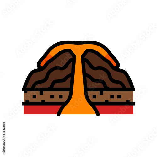 shield volcano lava color icon vector illustration