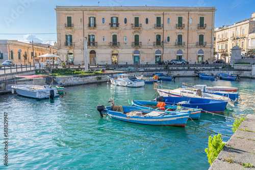 The harbor on the Island of Ortigia Syracuse Sicily
