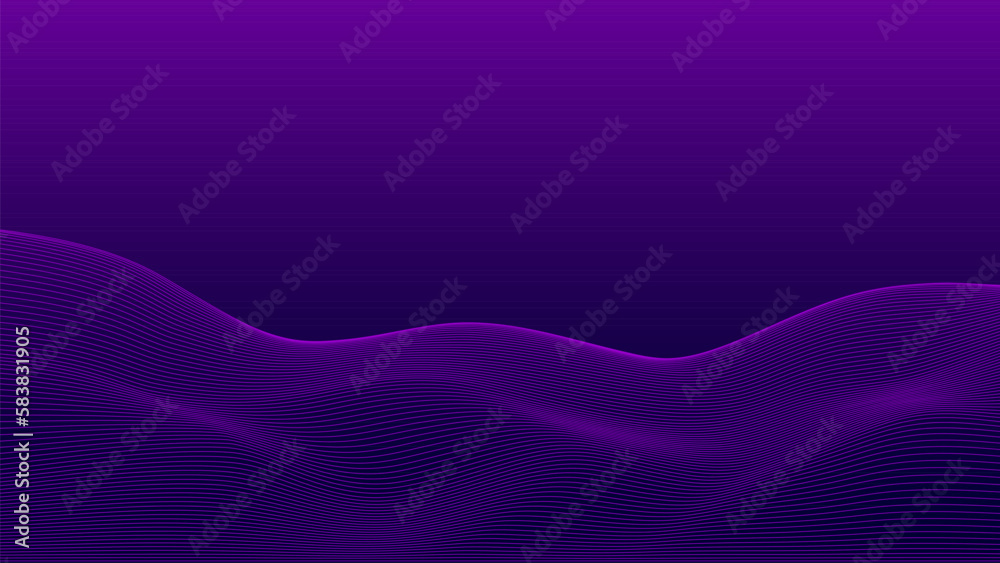 Dark background Purple Violet wave lines. Flowing waves design Abstract digital wave. Flow. Line Vector illustration for tech futuristic innovation concept modern Background Graphic design Space Hills Dark background Purple Violet wave lines. Flowing waves design Abstract digital wave. Flow. Line Vector illustration for tech futuristic innovation concept modern Background Graphic design Space Hills