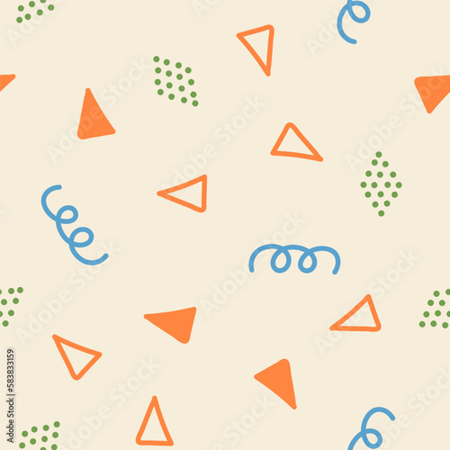 Abstract shapes modern pattern design. Geometric objects vector illustration. Trendy organic seamless pattern