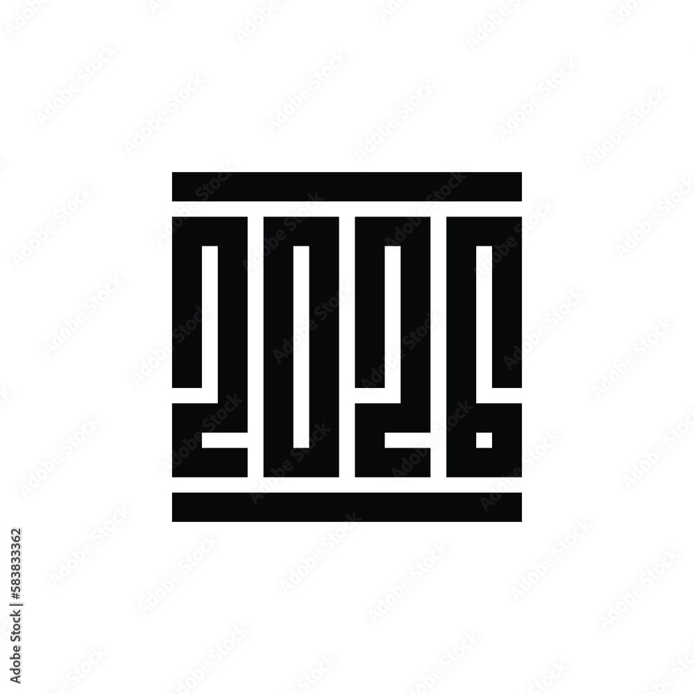 2026 happy new year text design, square shape typography logo vector 2026 happy new year text design, square shape typography logo vector