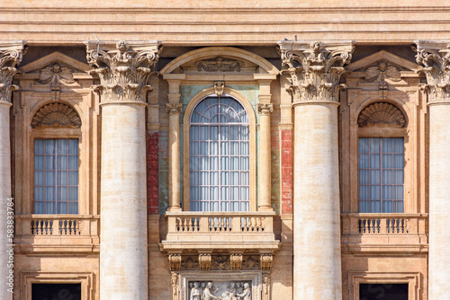 St. Peter's Basilica facade on St. Peter's square in Vatican