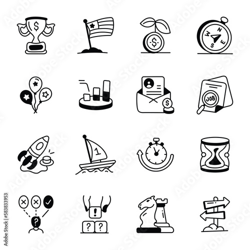 Trendy Pack of Recruitment Process Doodle Icons

