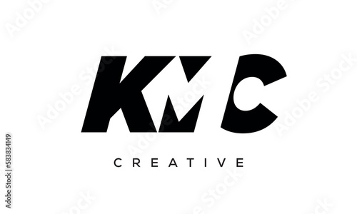 KMC letters negative space logo design. creative typography monogram vector	