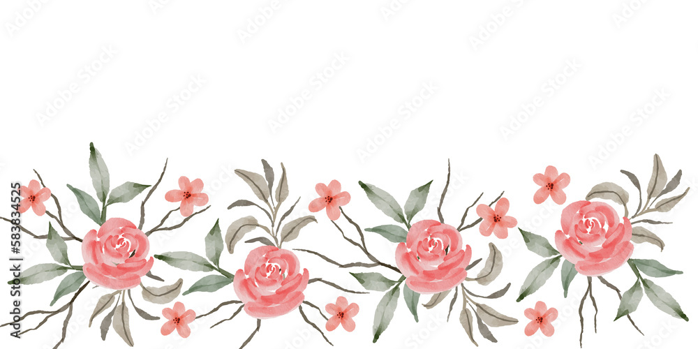 beautiful elegant watercolor flower border