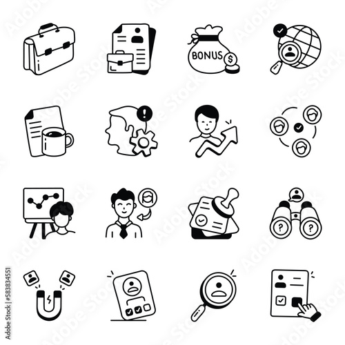 A Catchy Doodle Icons Bundle of Human Resource Department

