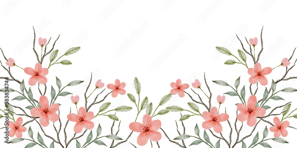 beautiful elegant watercolor flower border