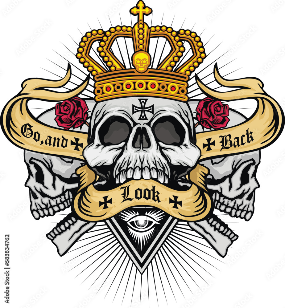 Gothic sign with skull, grunge vintage design t shirts
