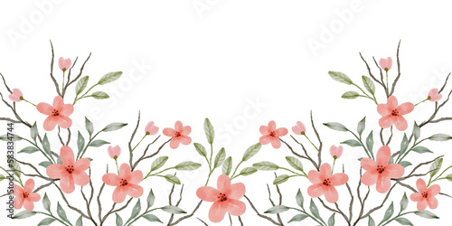 beautiful elegant watercolor flower border