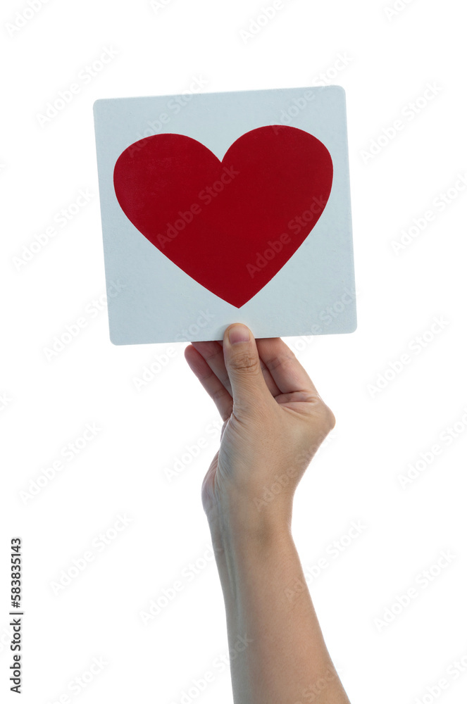 Woman hand holding paper with red heart Woman hand holding paper with red heart