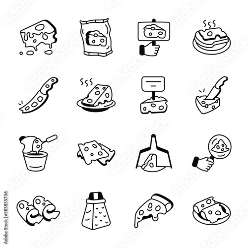 A Pack of Dairy Products Sketchy Icons  