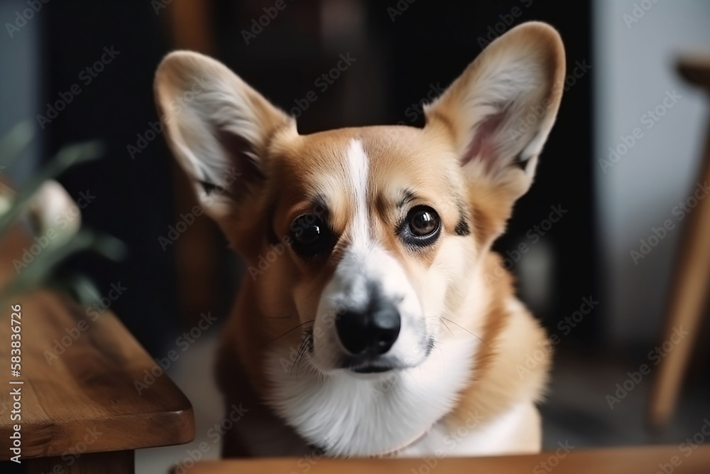 Cute Little Dog Sitting Happily on Background. Closeup Shot Cute Little Dog Sitting Happily on Background. Closeup Shot