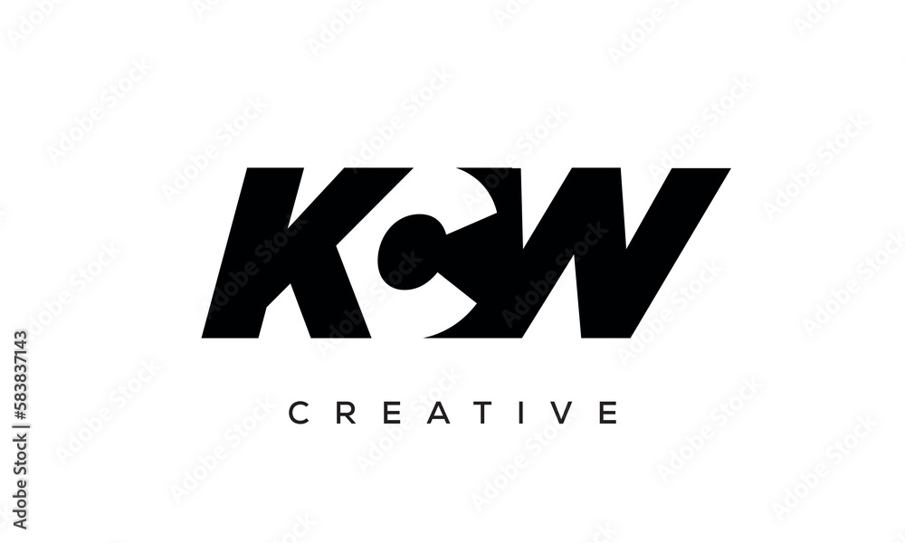KCW letters negative space logo design. creative typography monogram vector	