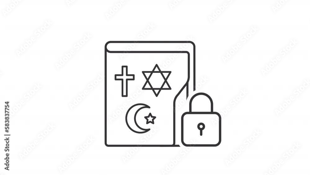 Animated religion data linear icon. Religious beliefs information. Sensitive content security. Seamless loop HD video with alpha channel on transparent background. Outline motion graphic animation Animated religion data linear icon. Religious beliefs information. Sensitive content security. Seamless loop HD video with alpha channel on transparent background. Outline motion graphic animation