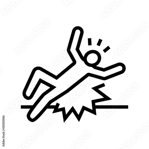 fall back man accident line icon vector illustration