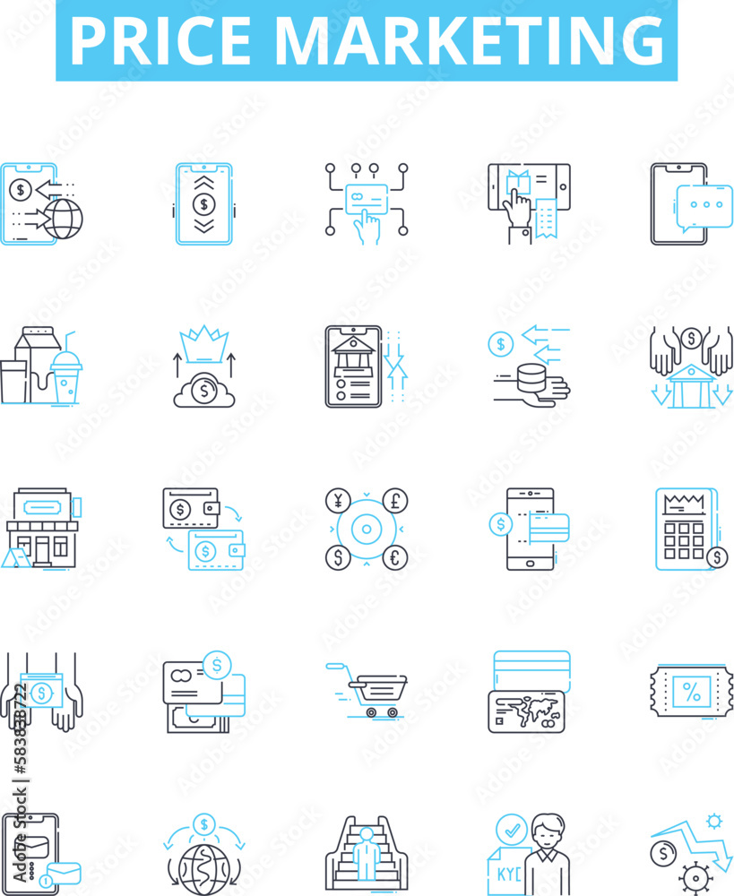 Price marketing vector line icons set. Pricing, Marketing, Cost, Strategy, Promotion, Sales, Discounts illustration outline concept symbols and signs Price marketing vector line icons set. Pricing, Marketing, Cost, Strategy, Promotion, Sales, Discounts illustration outline concept symbols and signs