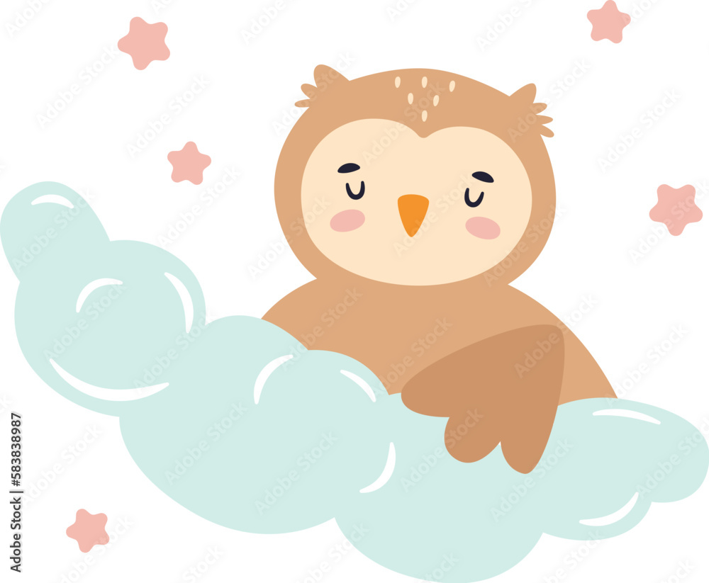 Sleepy Owl On Cloud Sleepy Owl On Cloud