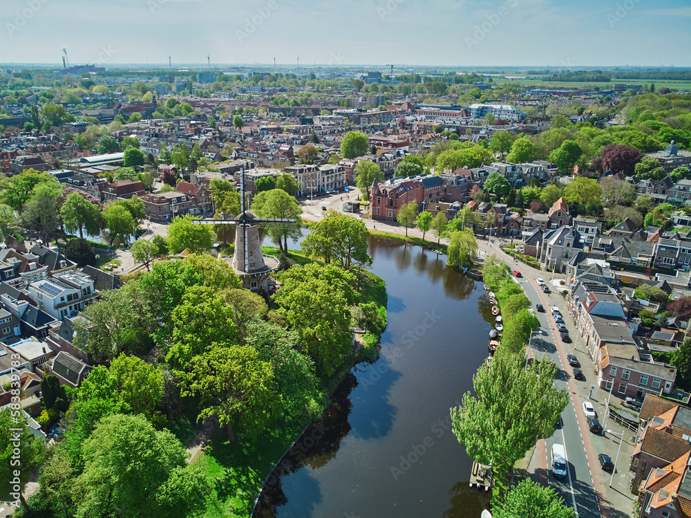 Φωτογραφία Aerial drone view of the historical center of Alkmaar, North Holland, Netherland